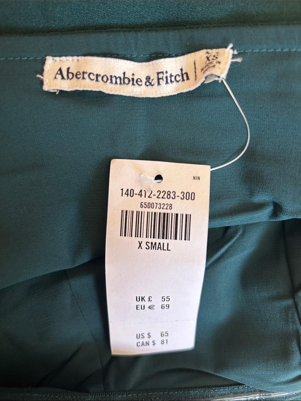 Abercrombie & Fitch Dark Green Zip Up Side Crop Top size XS NWT - Picture 4 of 6